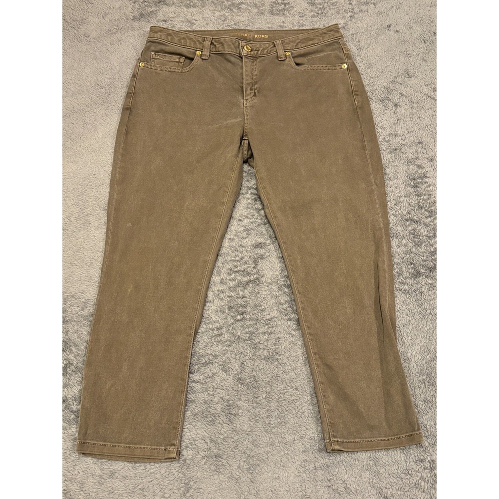 Michael Kors Jeans Womens 8 Green Izzy Skinny Cropped Casual Pants Denim